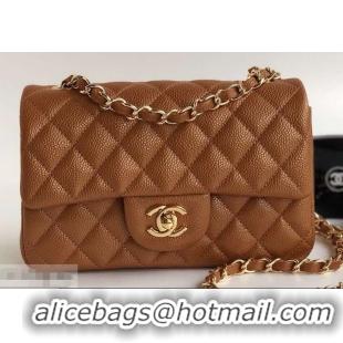 Duplicate Chanel Pearl Caviar Calfskin Small Classic Flap Bag A1116 Caramel/Gold