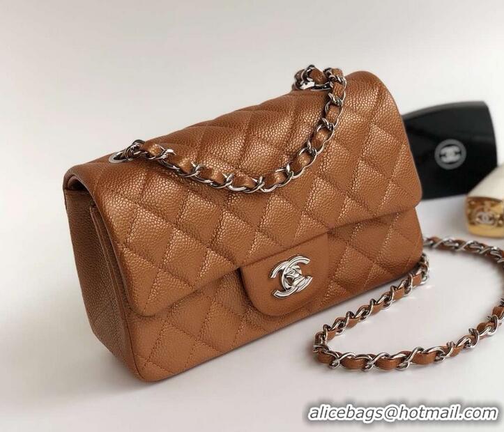 Best Price Chanel Pearl Caviar Calfskin Small Classic Flap Bag A1116 Caramel/Silver