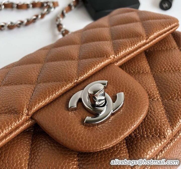 Best Price Chanel Pearl Caviar Calfskin Small Classic Flap Bag A1116 Caramel/Silver