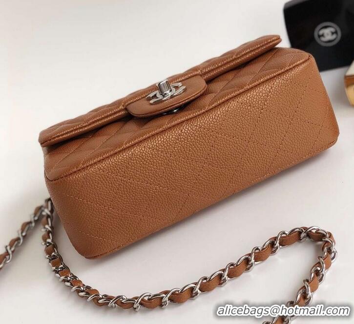 Best Price Chanel Pearl Caviar Calfskin Small Classic Flap Bag A1116 Caramel/Silver