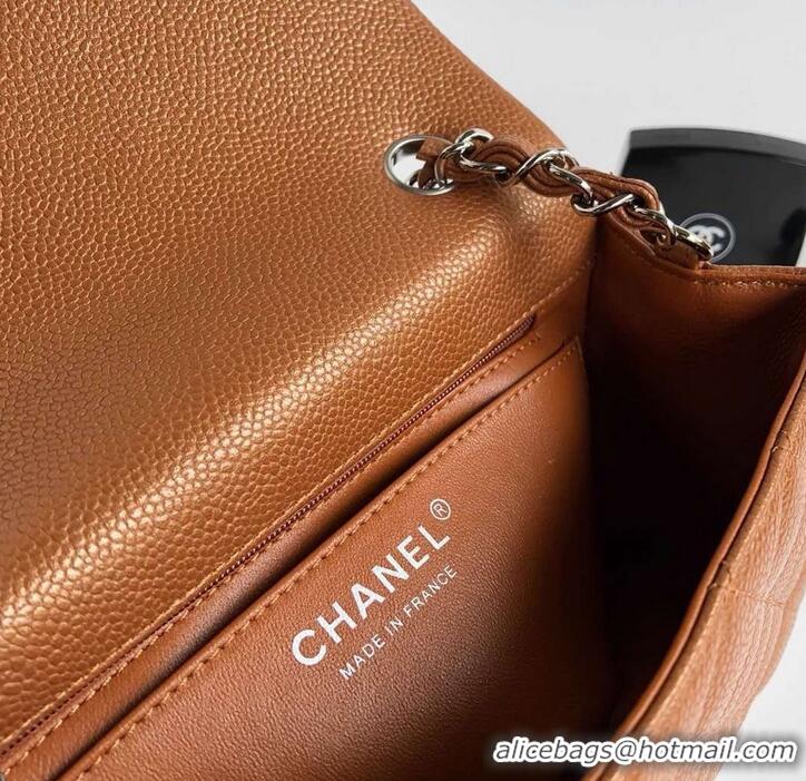 Best Price Chanel Pearl Caviar Calfskin Small Classic Flap Bag A1116 Caramel/Silver