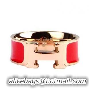 Top Grade Hermes Enamel Clic H Rings HR1256 Red Gold