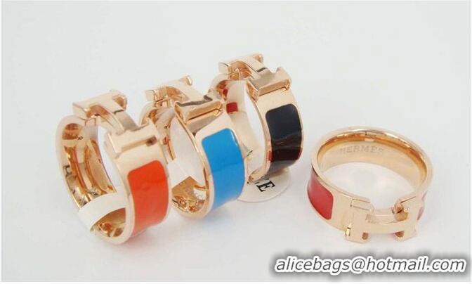 Top Grade Hermes Enamel Clic H Rings HR1256 Red Gold