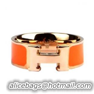 Unique Style Hermes Enamel Clic H Rings HR1256 Orange Gold