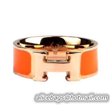 Unique Style Hermes Enamel Clic H Rings HR1256 Orange Gold