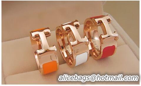 Unique Style Hermes Enamel Clic H Rings HR1256 Orange Gold