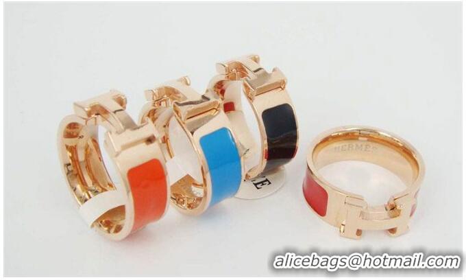 Unique Style Hermes Enamel Clic H Rings HR1256 Orange Gold