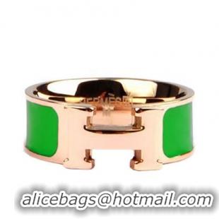 Lowest Price Hermes Enamel Clic H Rings HR1256 Green Gold