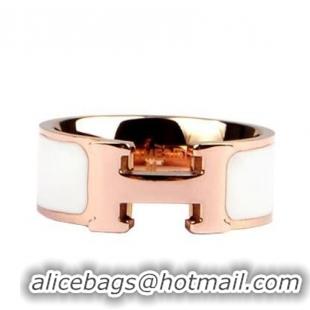 Top Grade  Hermes Enamel Clic H Rings HR1256 White Gold