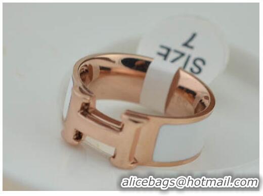 Top Grade  Hermes Enamel Clic H Rings HR1256 White Gold