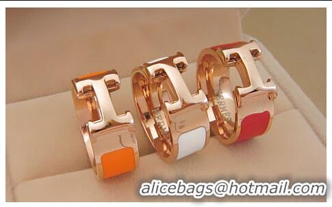 Top Grade  Hermes Enamel Clic H Rings HR1256 White Gold