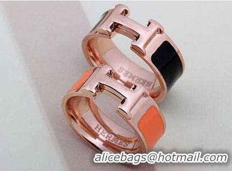  Good Taste Hermes Enamel Clic H Rings HR1256 Black Gold