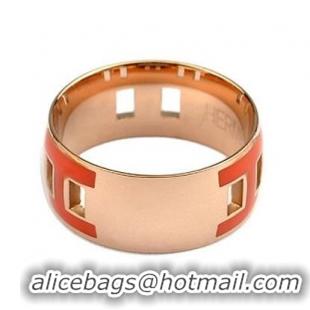 Well Crafted Hermes Enamel H Rings HR1257 Orange Gold