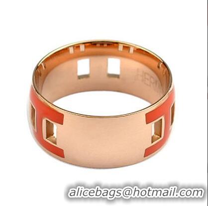 Well Crafted Hermes Enamel H Rings HR1257 Orange Gold