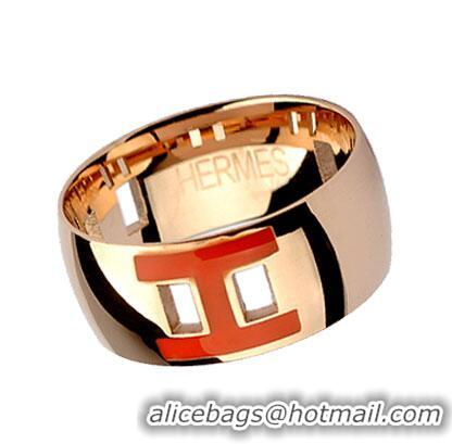 Well Crafted Hermes Enamel H Rings HR1257 Orange Gold