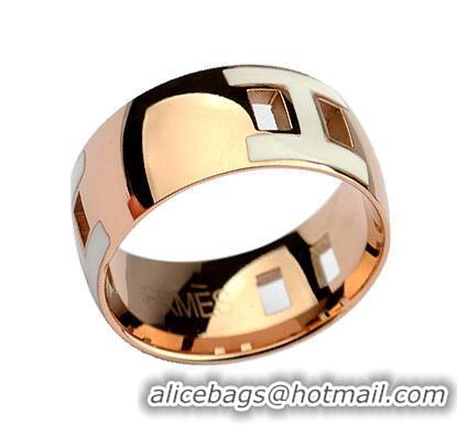 Noble Useful Hermes Enamel H Rings HR1257 White Gold