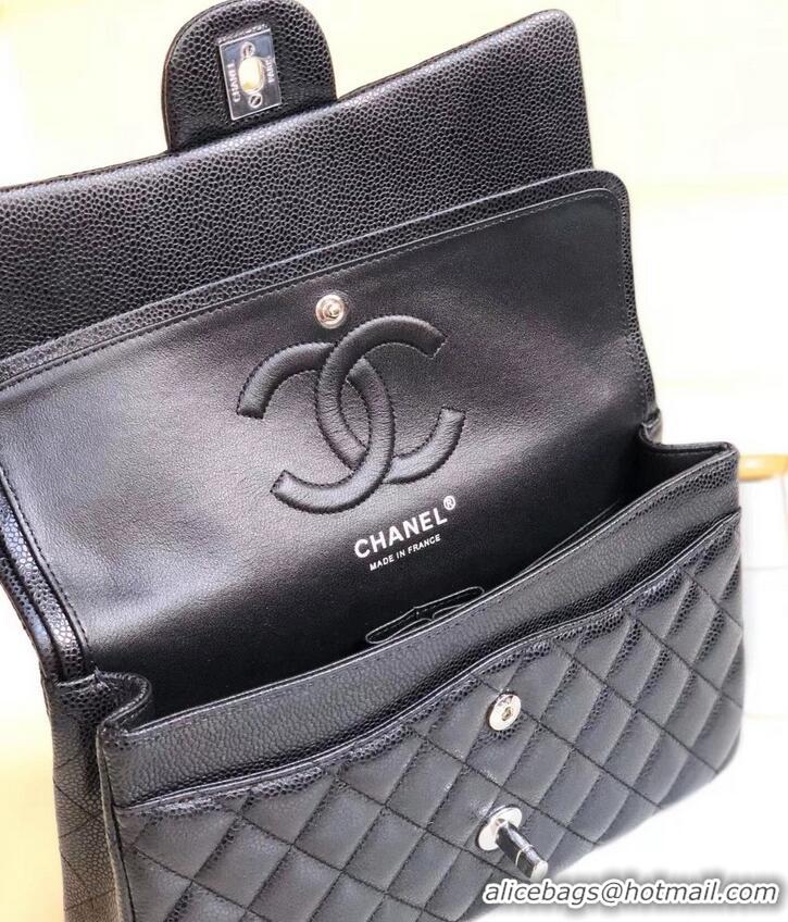 Good Quality Chanel Pearl Caviar Calfskin Medium Classic Flap Bag A1112 Black