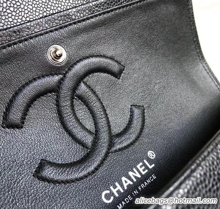 Good Quality Chanel Pearl Caviar Calfskin Medium Classic Flap Bag A1112 Black