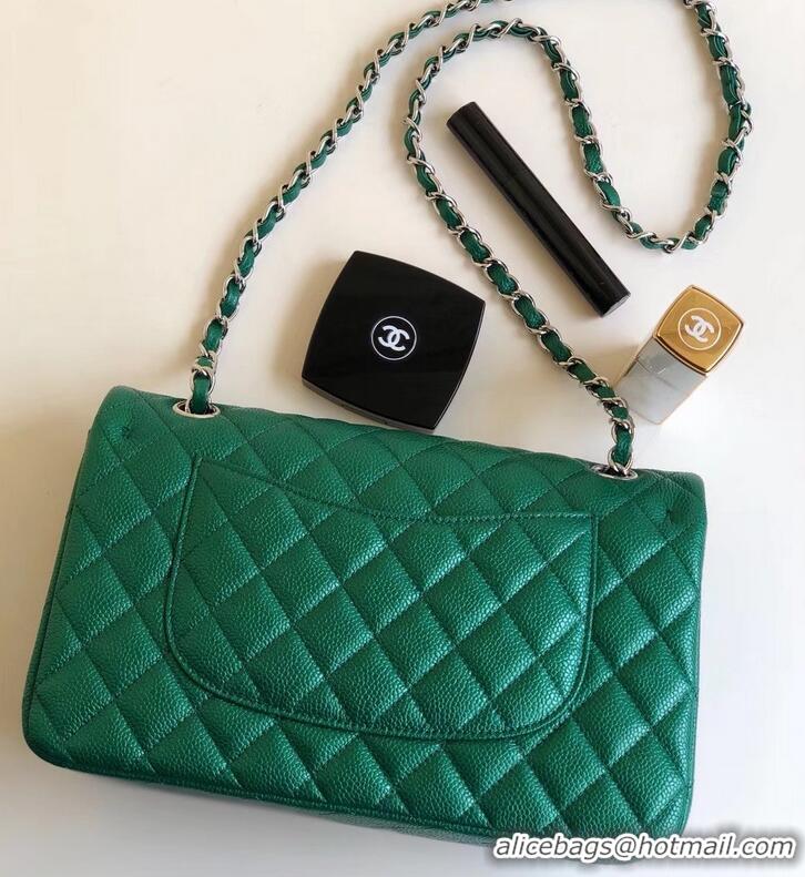 Luxury Chanel Pearl Caviar Calfskin Medium Classic Flap Bag A1112 Green