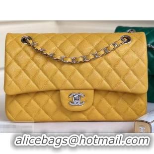 Popular Style Chanel Pearl Caviar Calfskin Medium Classic Flap Bag A1112 Yellow 