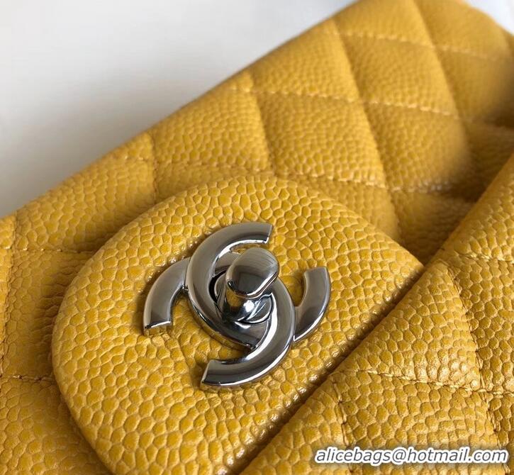 Popular Style Chanel Pearl Caviar Calfskin Medium Classic Flap Bag A1112 Yellow 