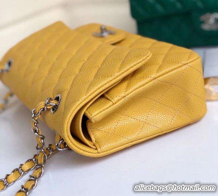 Popular Style Chanel Pearl Caviar Calfskin Medium Classic Flap Bag A1112 Yellow 