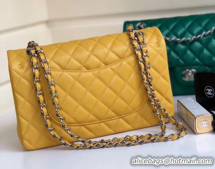 Popular Style Chanel Pearl Caviar Calfskin Medium Classic Flap Bag A1112 Yellow 