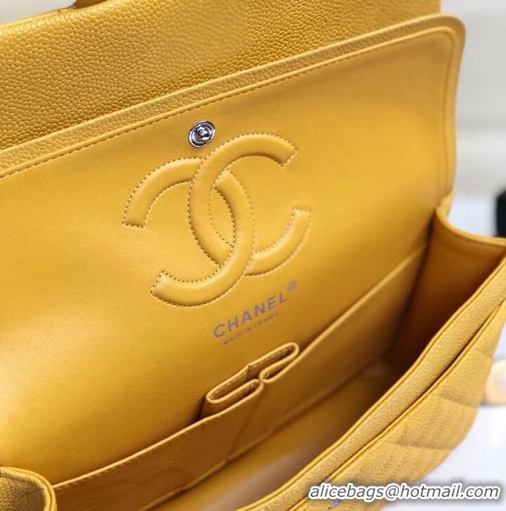 Popular Style Chanel Pearl Caviar Calfskin Medium Classic Flap Bag A1112 Yellow 