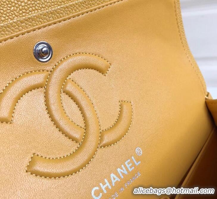 Popular Style Chanel Pearl Caviar Calfskin Medium Classic Flap Bag A1112 Yellow 