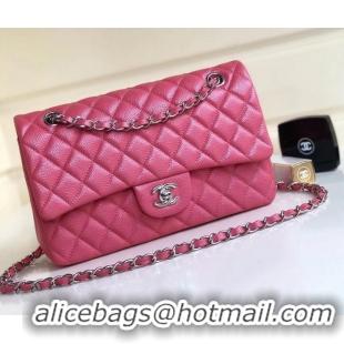 Fashion Chanel Pearl Caviar Calfskin Medium Classic Flap Bag A1112 Dark Pink