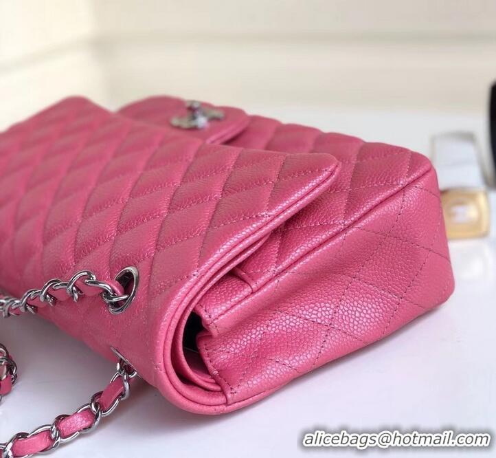 Fashion Chanel Pearl Caviar Calfskin Medium Classic Flap Bag A1112 Dark Pink