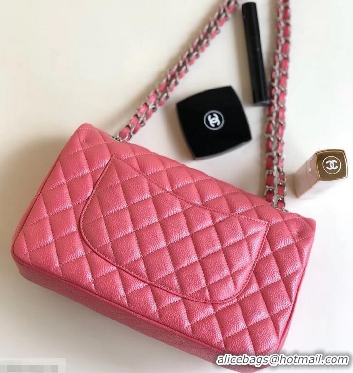 Fashion Chanel Pearl Caviar Calfskin Medium Classic Flap Bag A1112 Dark Pink