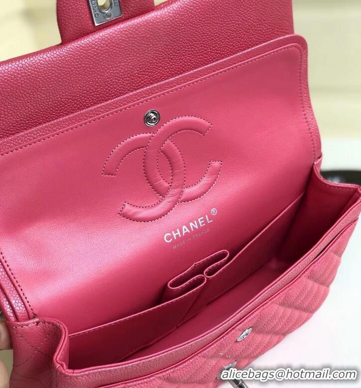 Fashion Chanel Pearl Caviar Calfskin Medium Classic Flap Bag A1112 Dark Pink