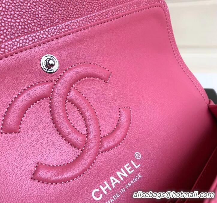 Fashion Chanel Pearl Caviar Calfskin Medium Classic Flap Bag A1112 Dark Pink