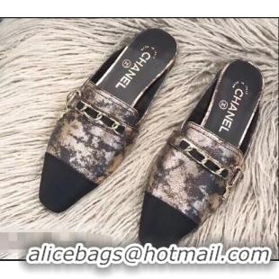 Hot Sell Chanel Chain and Leather Slipper Sandals Mules G32501 Bronze 2019