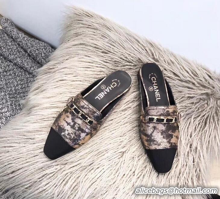 Hot Sell Chanel Chain and Leather Slipper Sandals Mules G32501 Bronze 2019