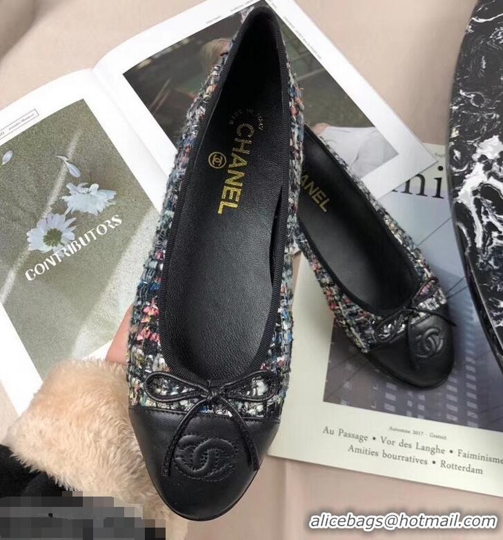 Best Price Chanel Tweed Classic Bow Ballerinas Flats G40301 Multicolor/Black