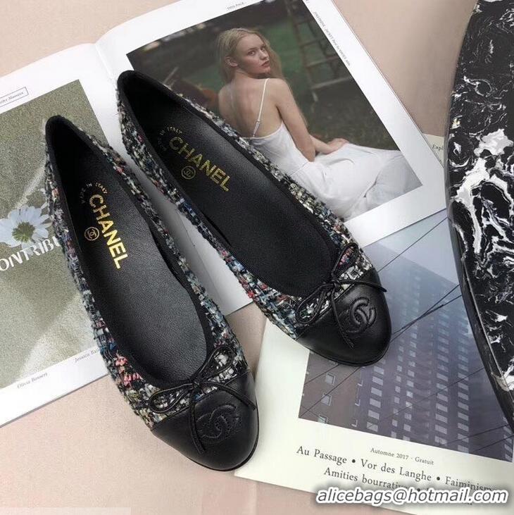 Best Price Chanel Tweed Classic Bow Ballerinas Flats G40301 Multicolor/Black