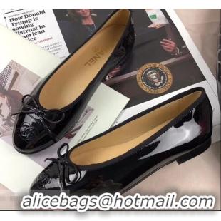 Good Quality Chanel Leather Classic Bow Ballerinas Flats G40316 Patent Black