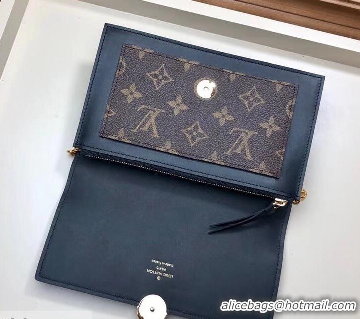 Good Quality Louis Vuitton Monogram Canvas Flore Chain Wallet M63888 Black  2019 