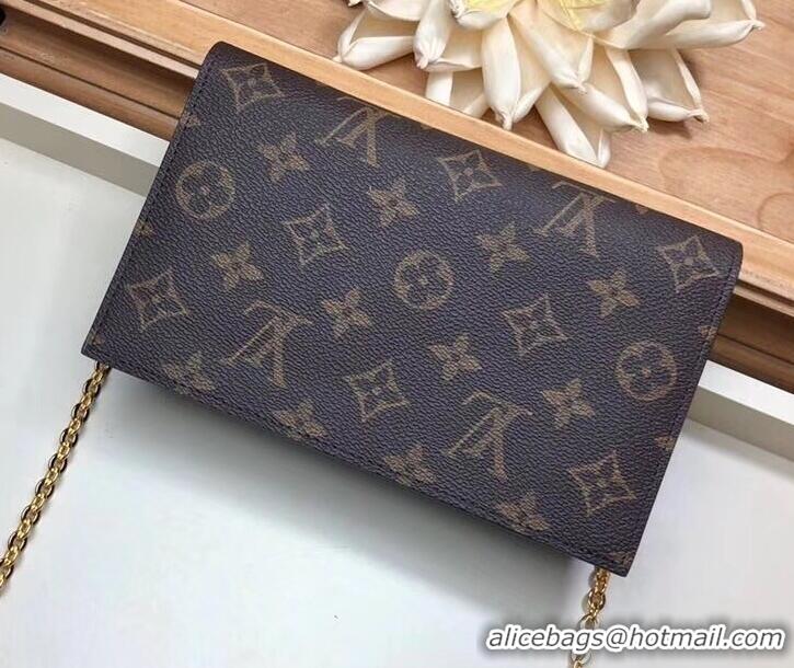 Good Quality Louis Vuitton Monogram Canvas Flore Chain Wallet M63888 Black  2019 