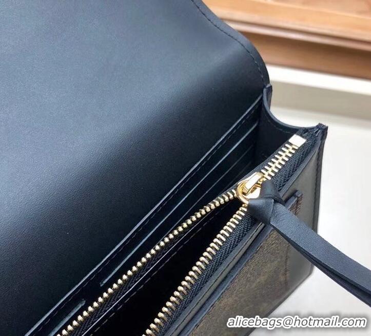 Good Quality Louis Vuitton Monogram Canvas Flore Chain Wallet M63888 Black  2019 