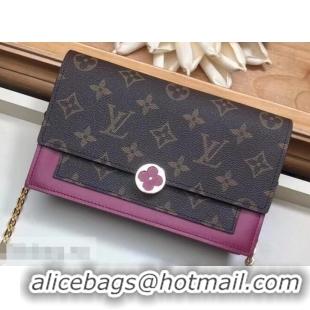 Crafted Louis Vuitton Monogram Canvas Flore Chain Wallet M67404 Lie De Vin 2019