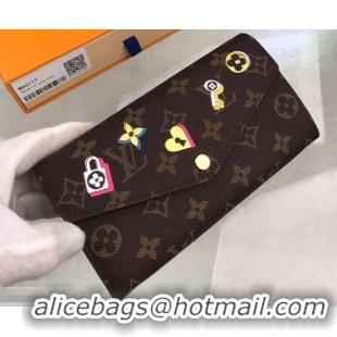 Popular Louis Vuitton Love Lock Monogram Canvas Sarah Wallet M64117 2019