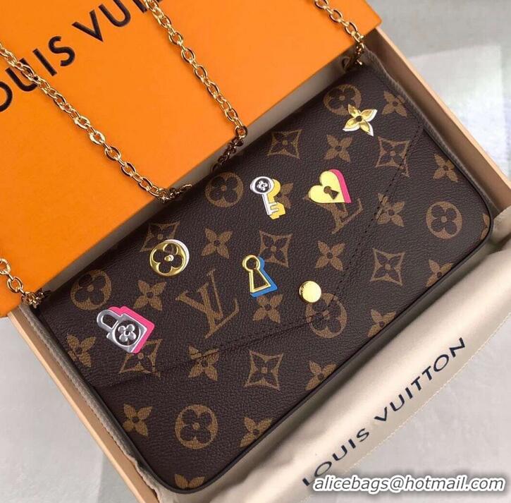 Sumptuous Louis Vuitton Love Lock Monogram Canvas Pochette Felicie Bag M63999 2019 