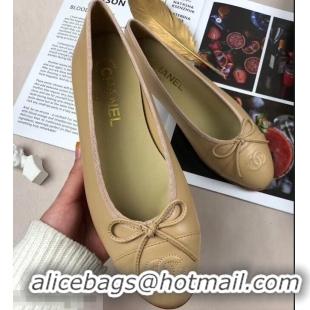 Lowest Price Chanel Leather Classic Bow Ballerinas Flats G40321 Nude