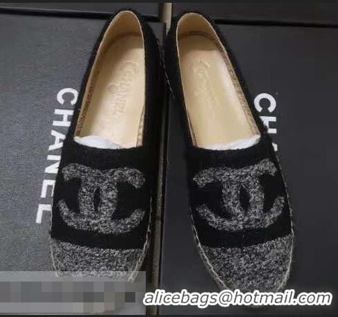 Discount Chanel Tweed CC Logo Espadrilles G40401 Gray/Black