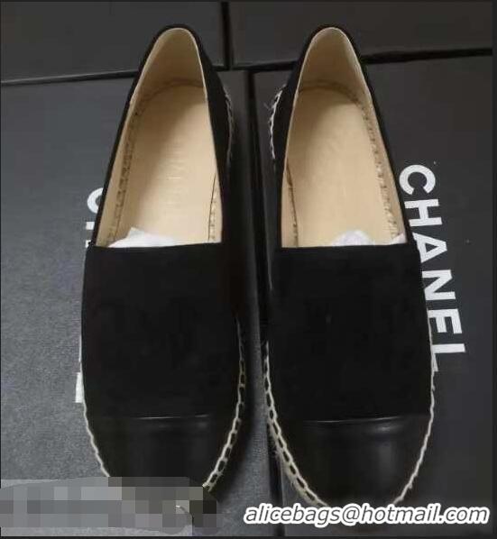 Discount Imitation Chanel Suede CC Logo Espadrilles G40402 Black