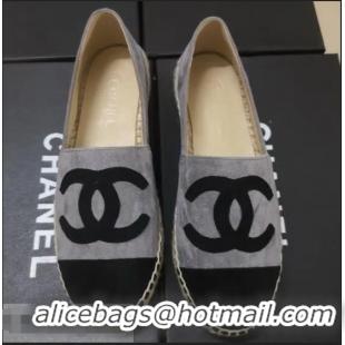 Buy Classic Chanel Suede CC Logo Espadrilles G40405 Gray/Black 01