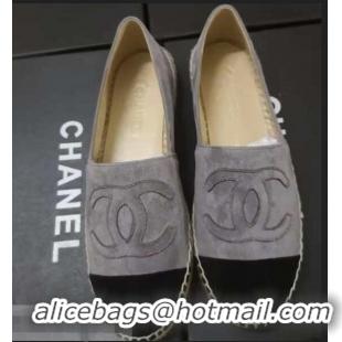 Classic Faux Chanel Suede CC Logo Espadrilles G40406 Gray/Black 02